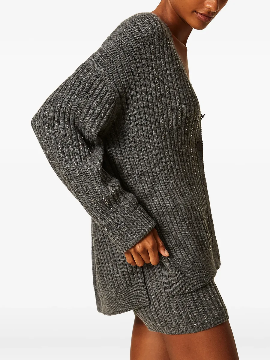 wool blend cardigan with rhinestones 2