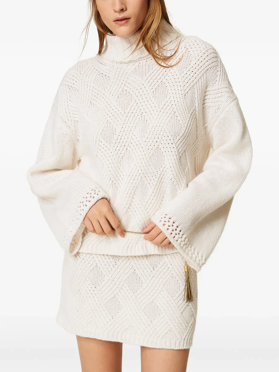 turtleneck jumper with criss-cross pattern 2
