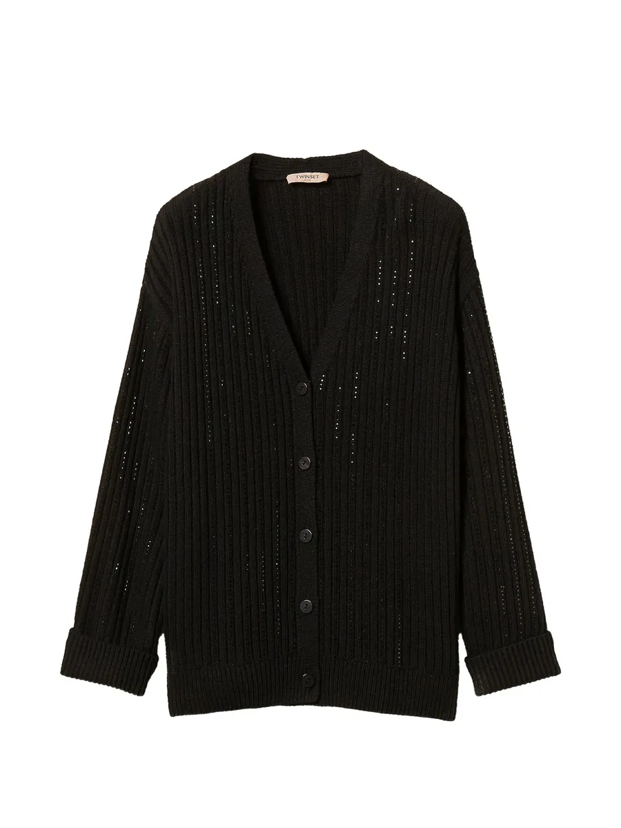 wool blend cardigan with rhinestones 1
