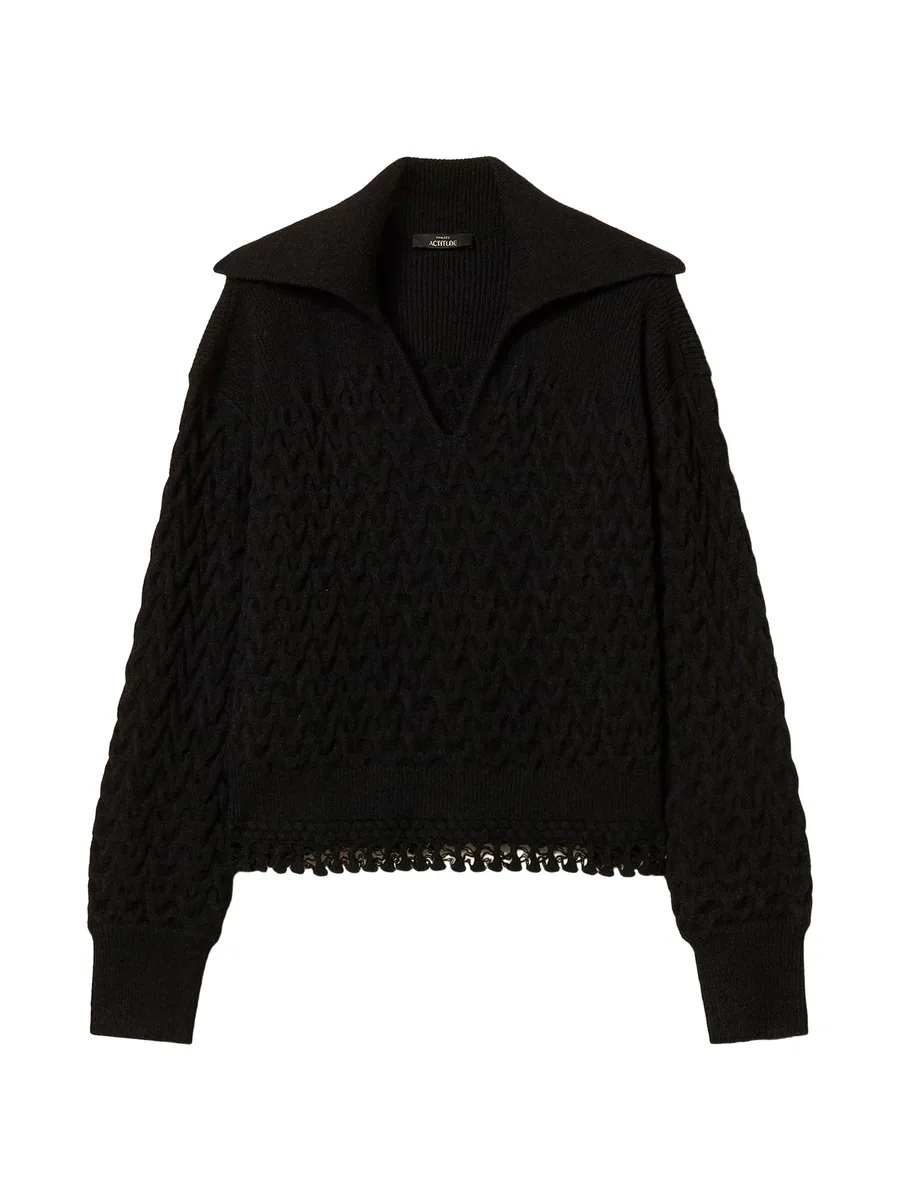 cable knit and crochet jumper 1