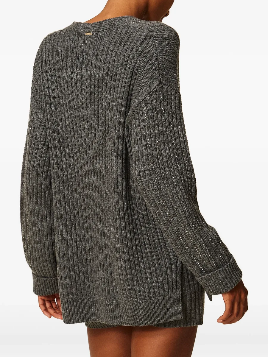 wool blend cardigan with rhinestones 3