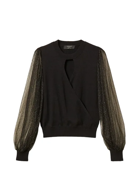 jumper with plumetis tulle sleeves