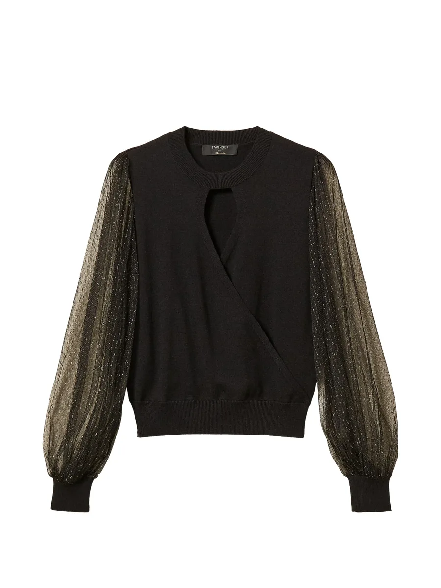 jumper with plumetis tulle sleeves 1