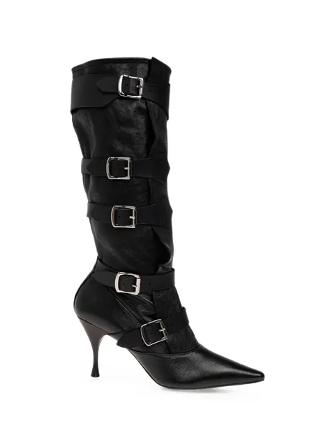 Treasure buckle-strap knee-high boots