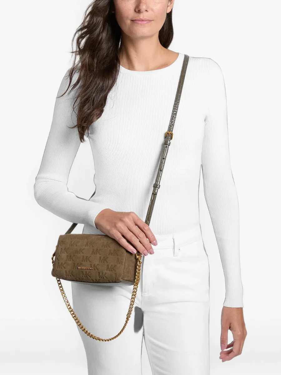 monogram-debossed suede cross body bag 2