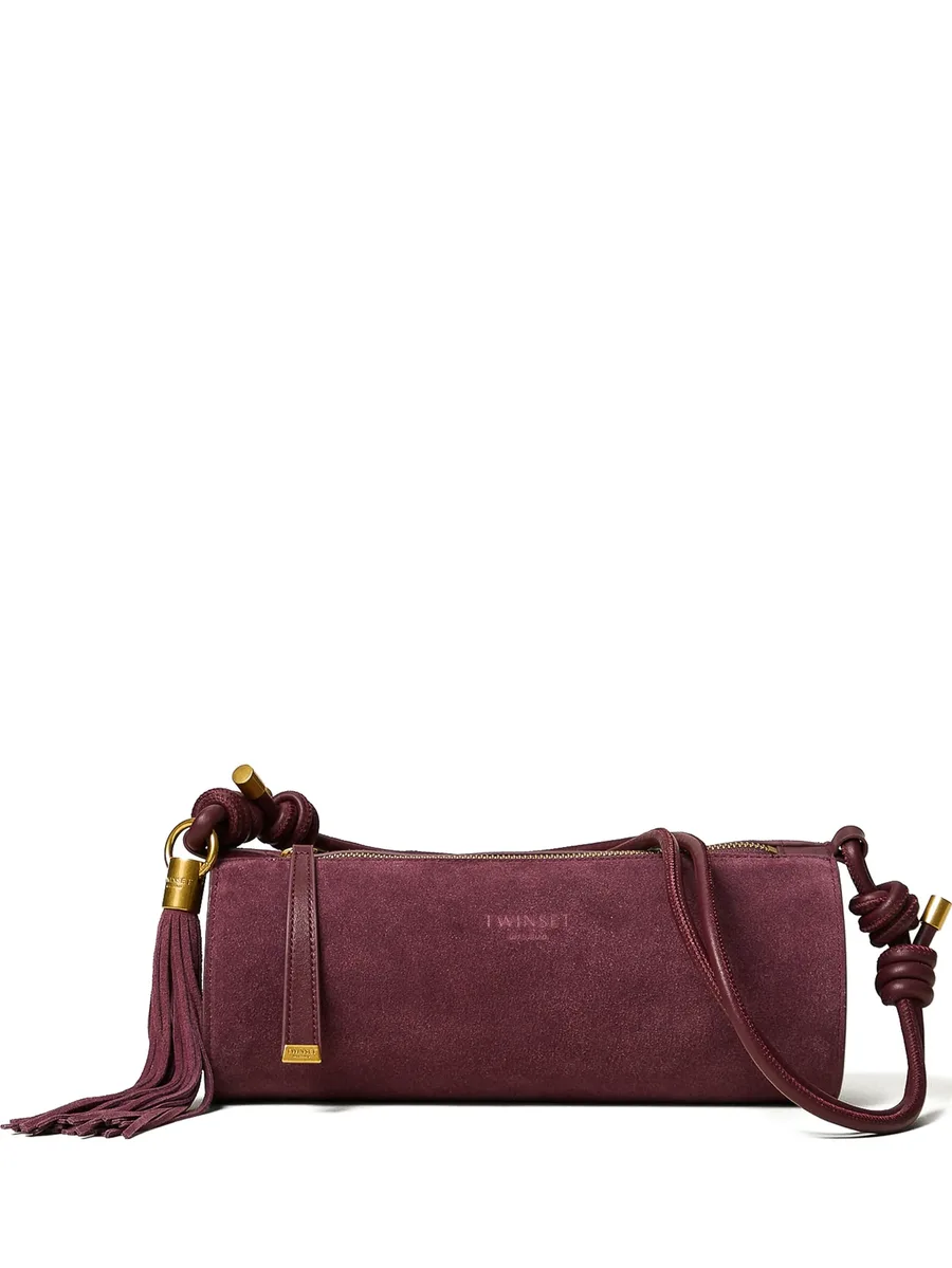 suede cylinder bag with tassel 1