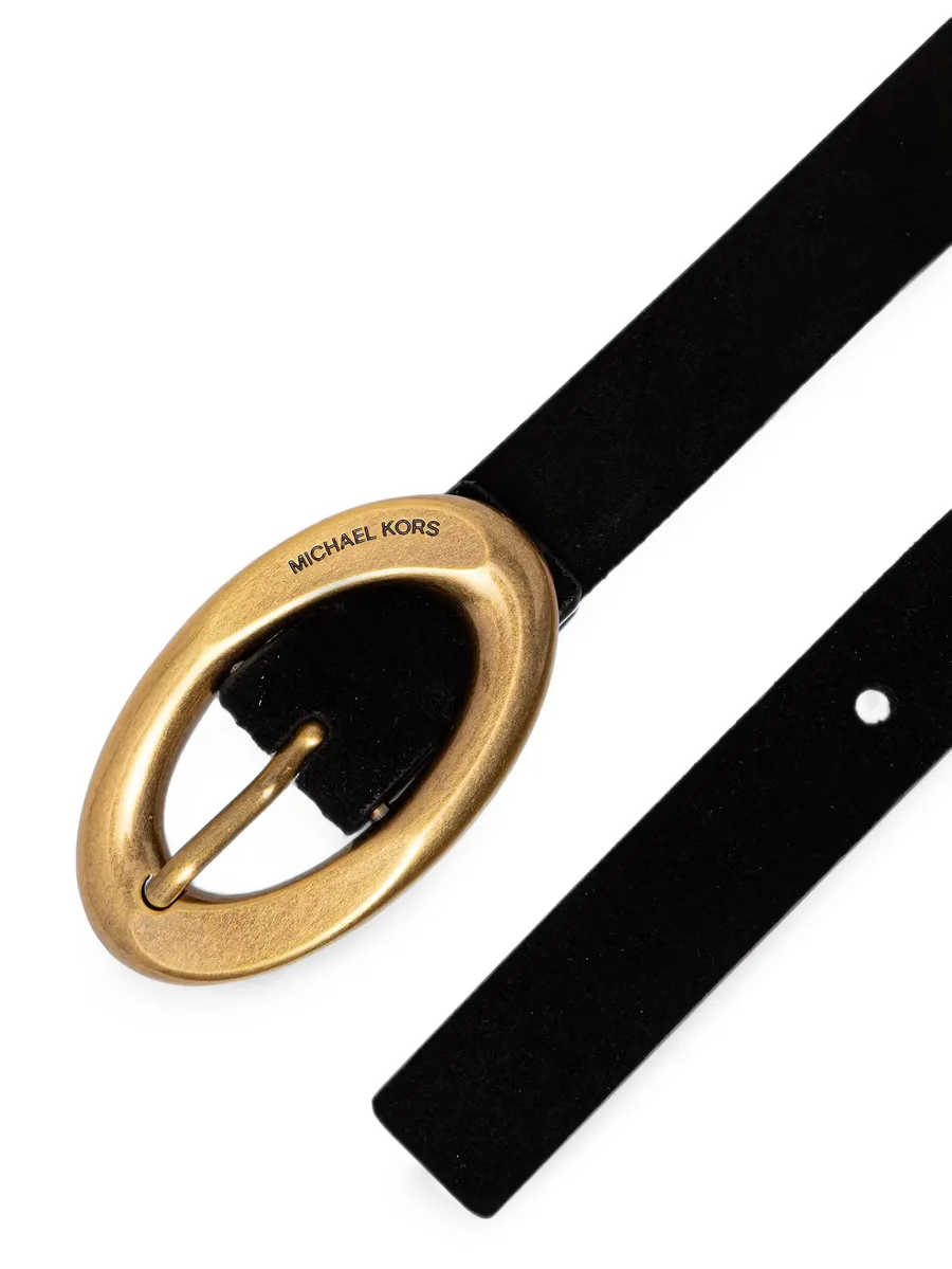 oval-buckle suede belt 2