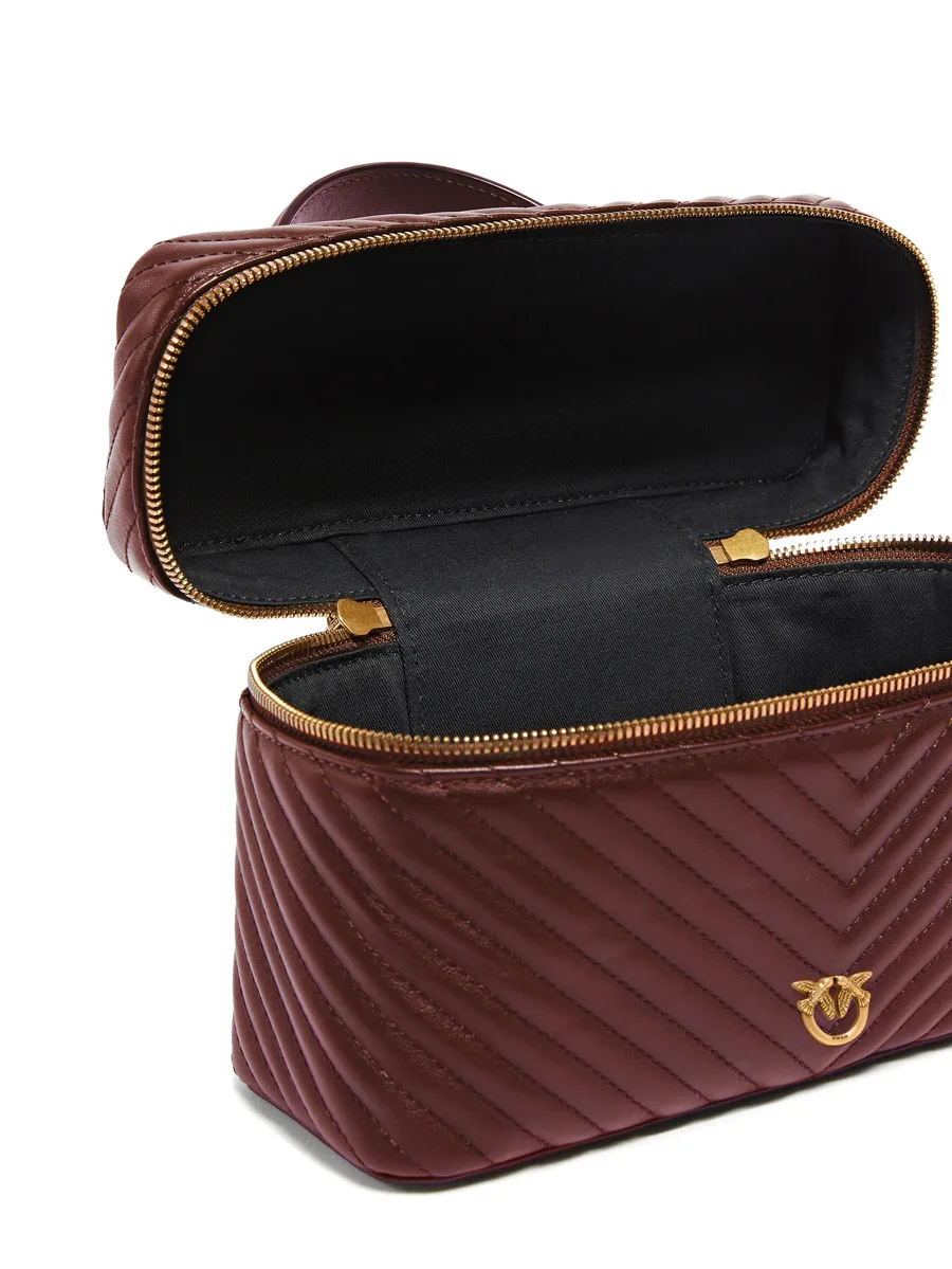 medium beauty case with shoulder strap in chevron nappa 4