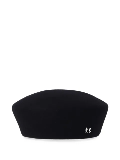 logo-embroidered wool beret