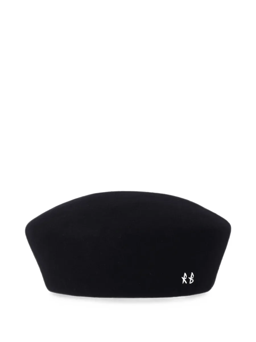 logo-embroidered wool beret 1