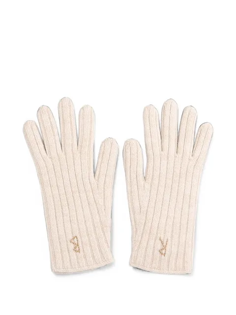 ribbed-knit monogram gloves