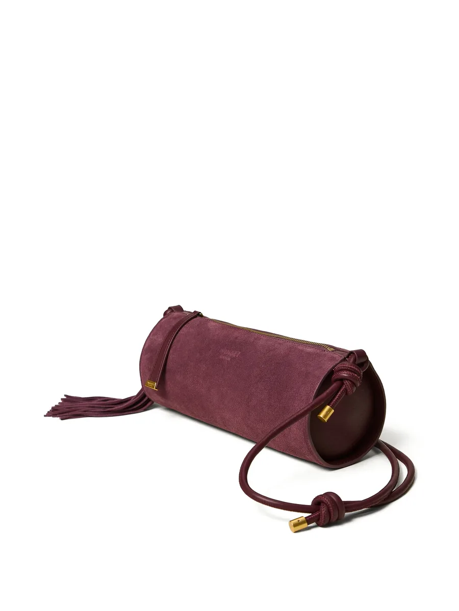 suede cylinder bag with tassel 3