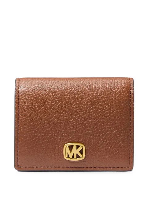 logo-plaque pebbled leather wallet