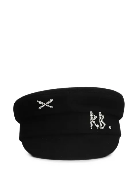 Baker Boy crystal-embellished wool baker boy hat