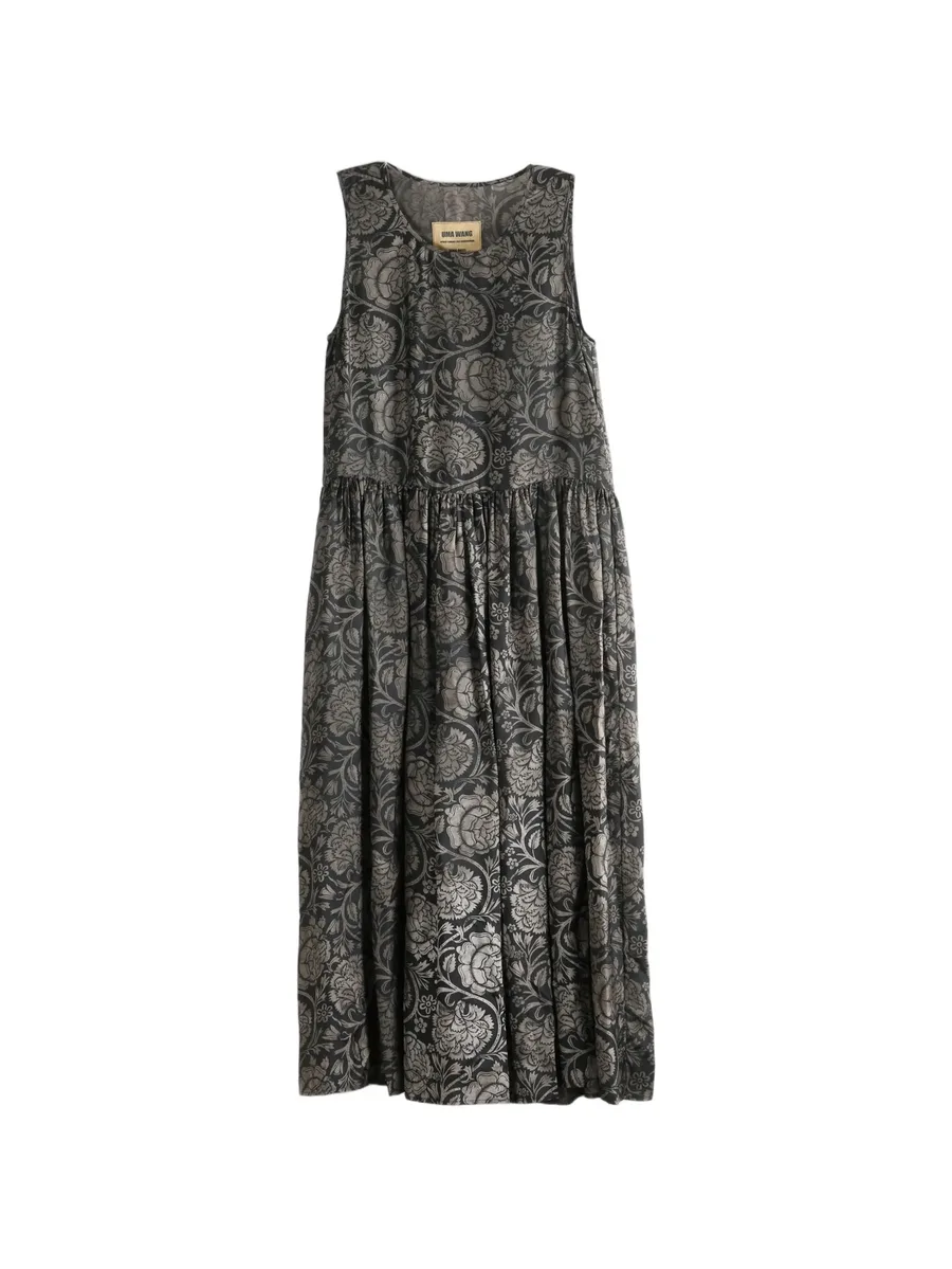floral-jacquard sleeveless midi dress 1