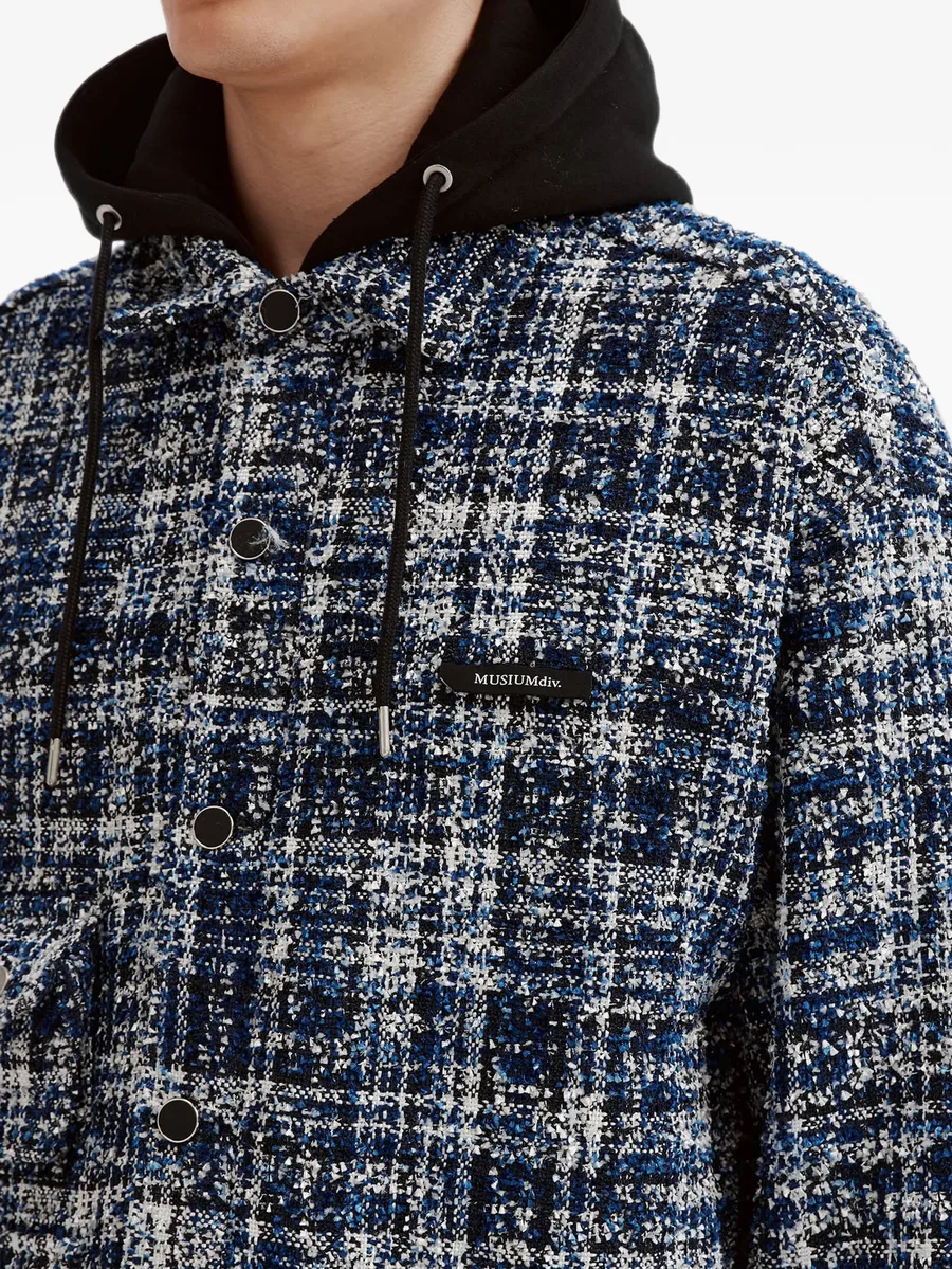 tweed-check drawstring hooded jacket 5