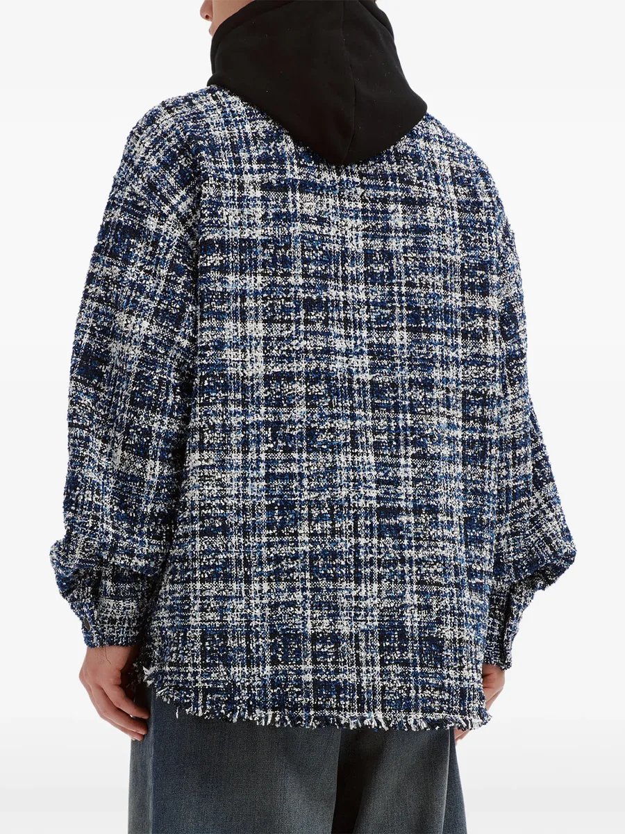 tweed-check drawstring hooded jacket 4