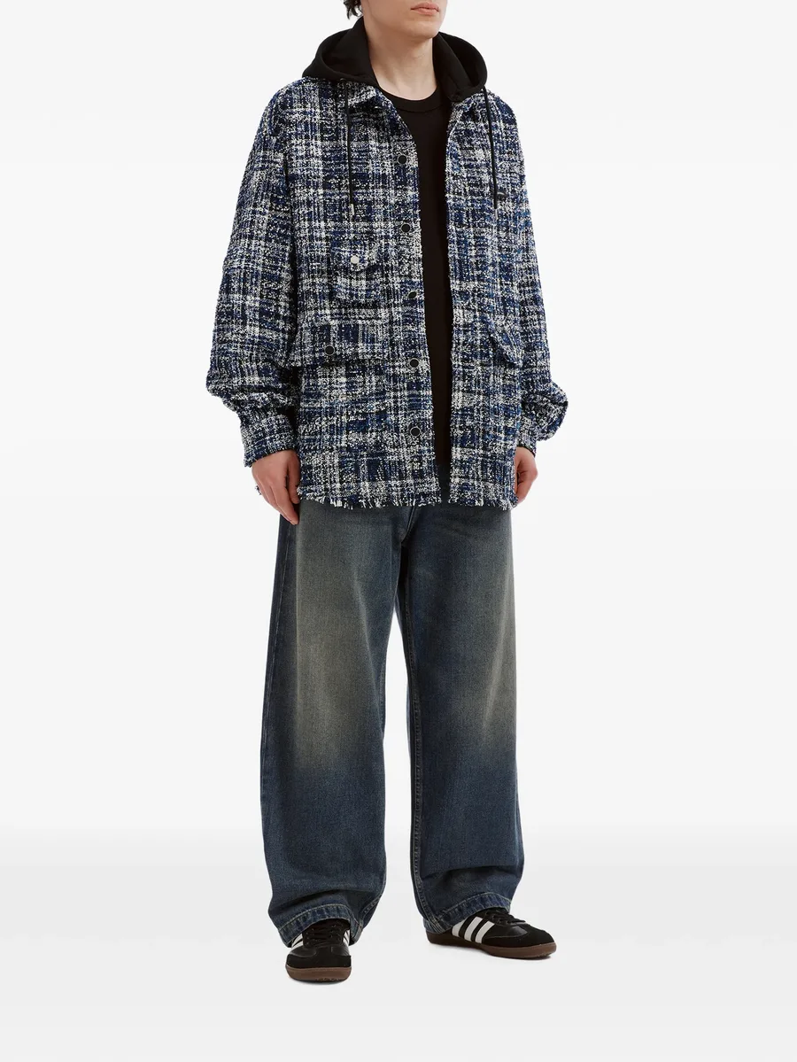 tweed-check drawstring hooded jacket 2