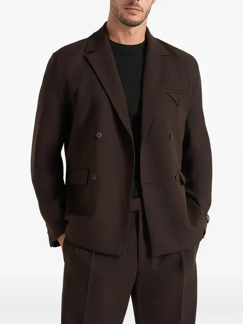 Didier in brown double breasted tailored wool-blend suit blazer