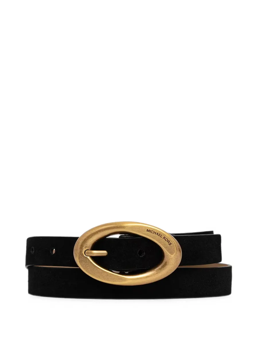 oval-buckle suede belt 1
