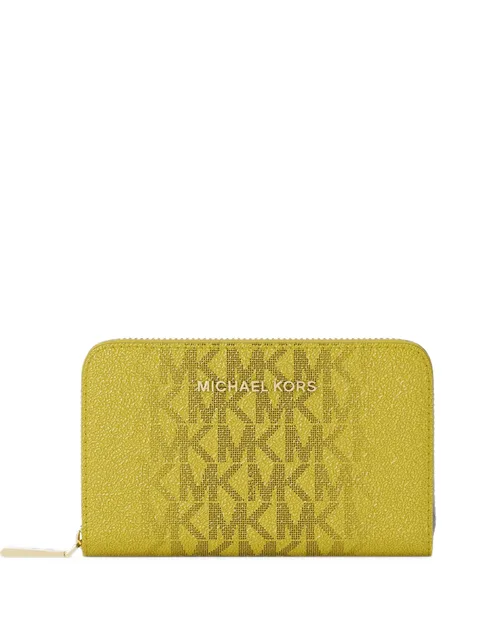 monogram-print zip-around purse