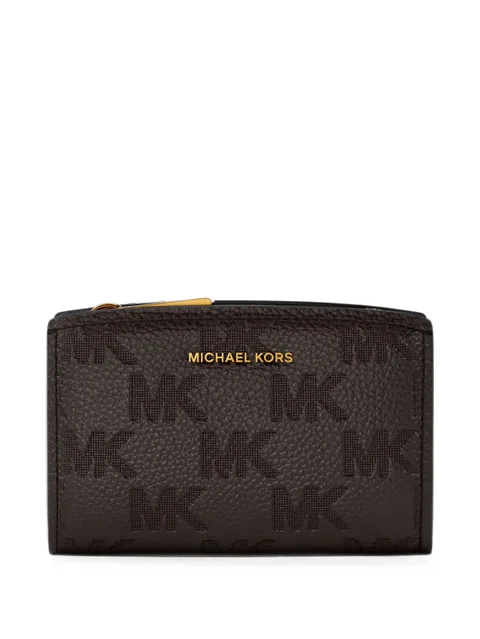 logo-embossed pebbled leather wallet