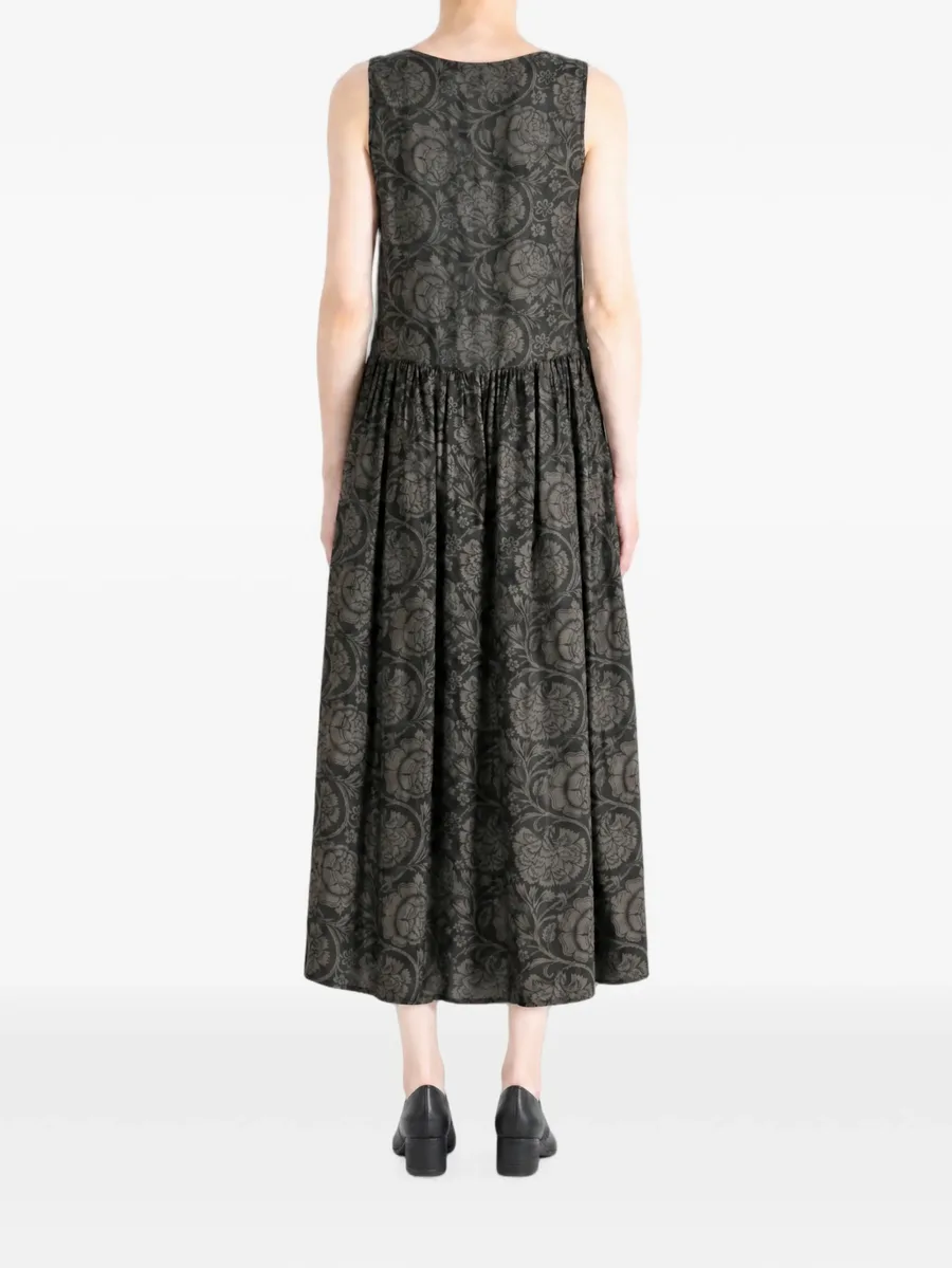 floral-jacquard sleeveless midi dress 4