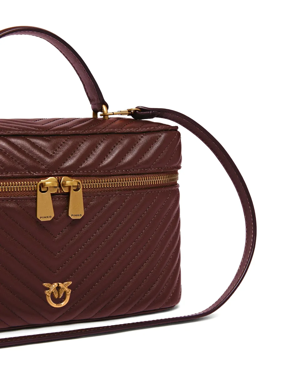 medium beauty case with shoulder strap in chevron nappa 3