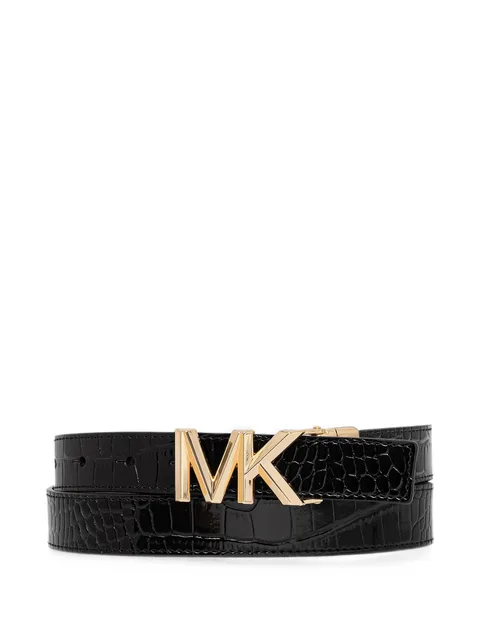 croc-effect logo-plaque belt