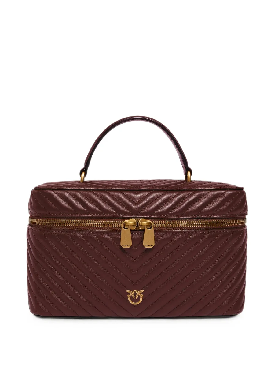 medium beauty case with shoulder strap in chevron nappa 1