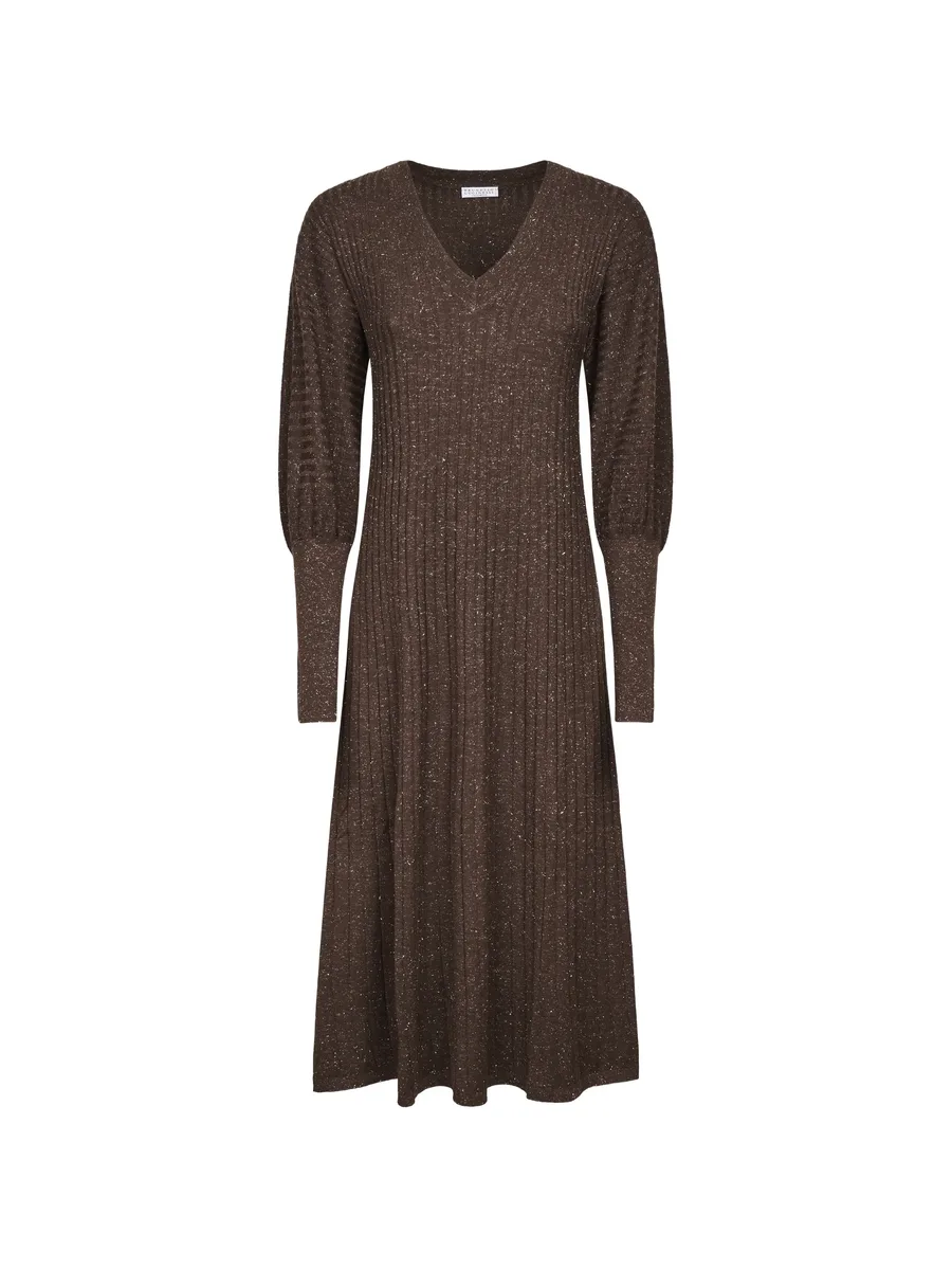 ribbed-knit V-neck dress 1