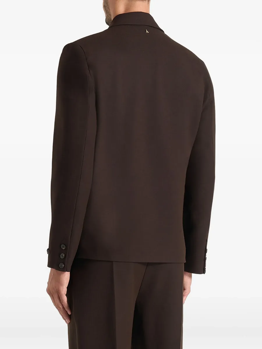 Didier in brown double breasted tailored wool-blend suit blazer 4