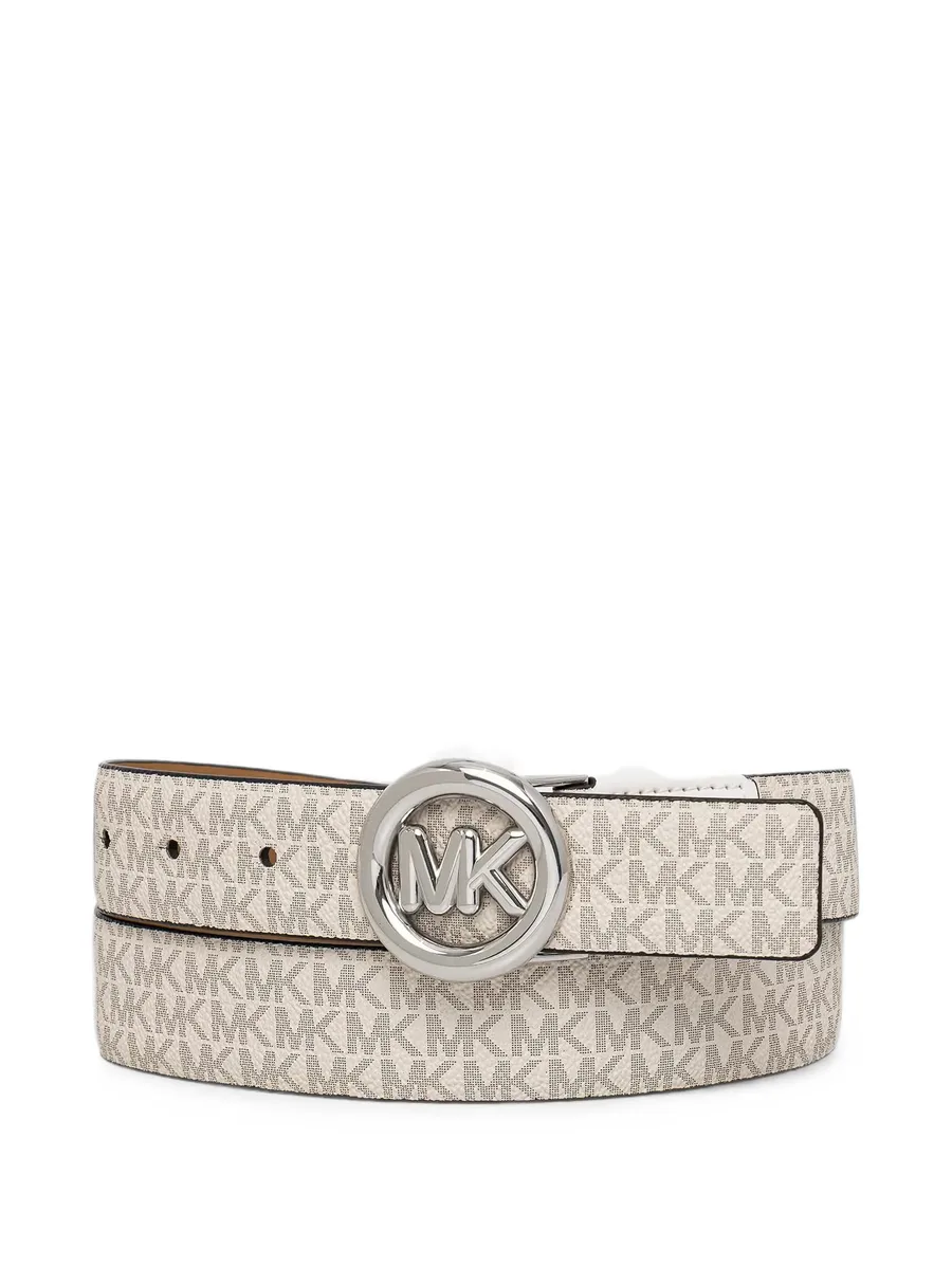 monogram-pattern logo-plaque belt 1