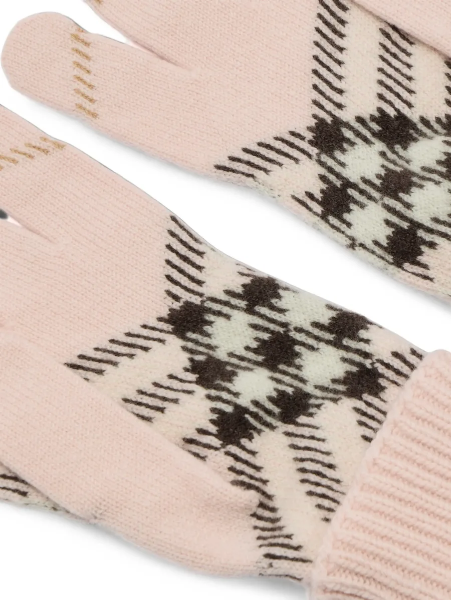 Check cashmere-blend gloves 2