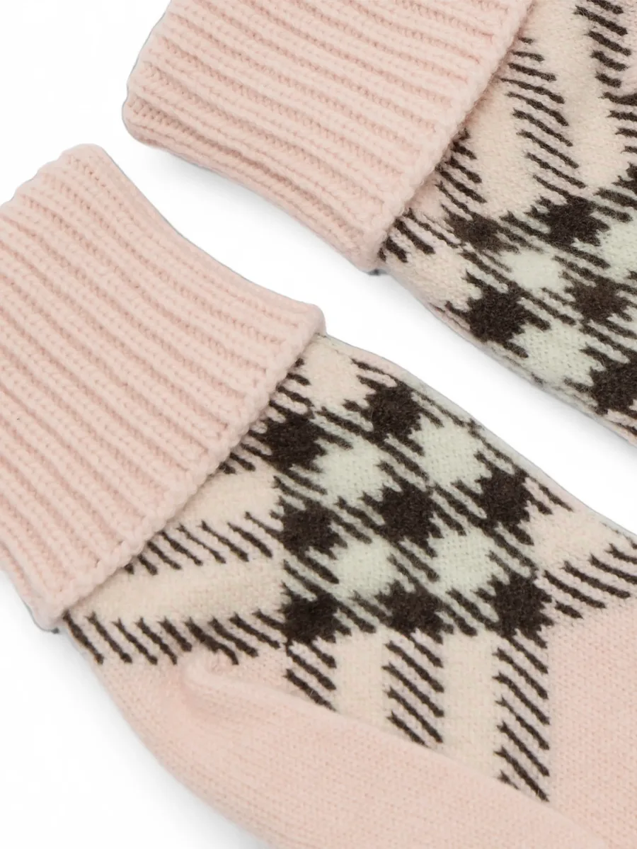 Check cashmere-blend gloves 3