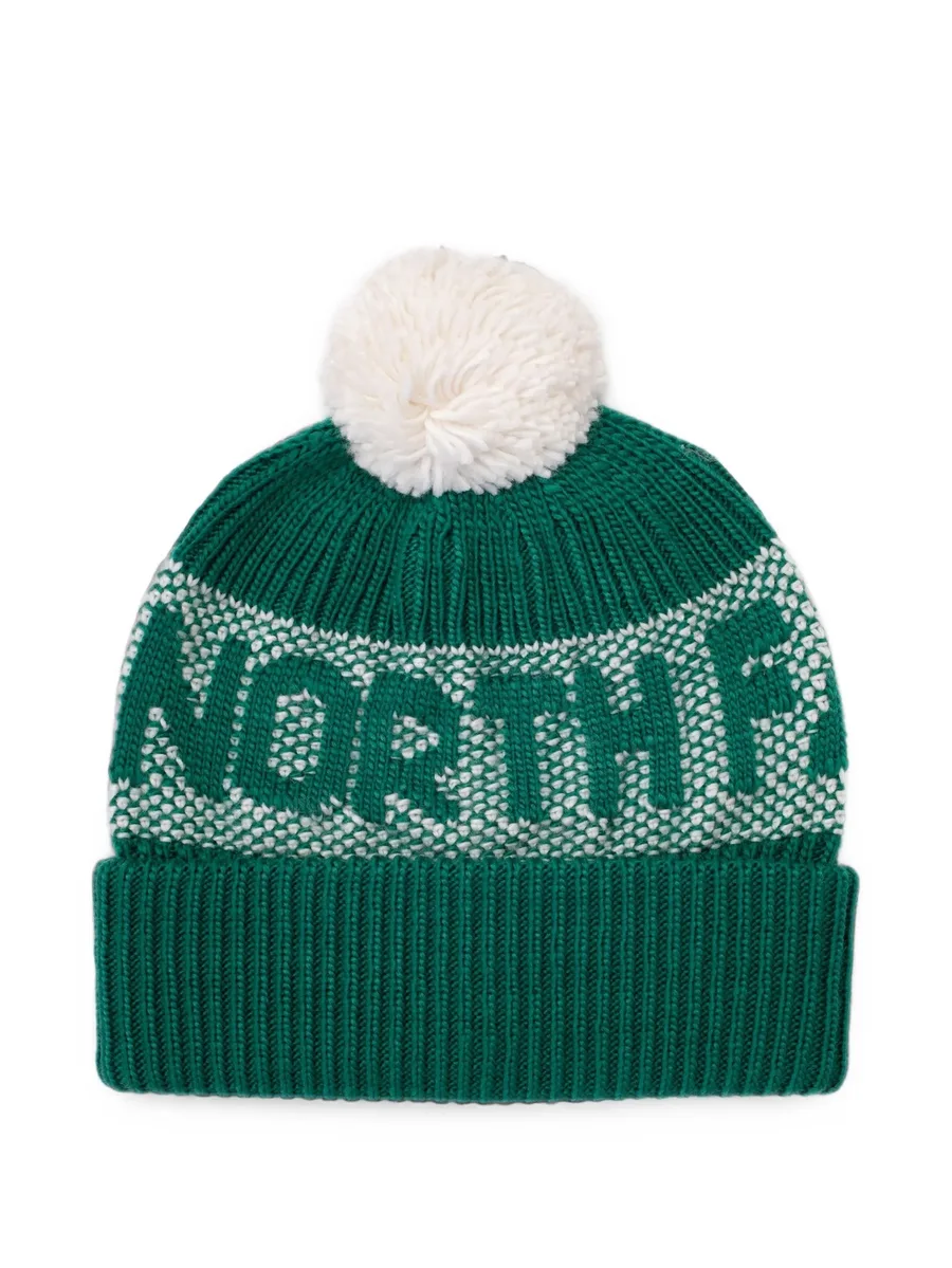 Retro Cabin pompom beanie hat 1