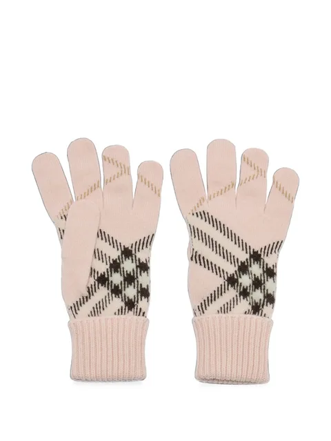 Check cashmere-blend gloves