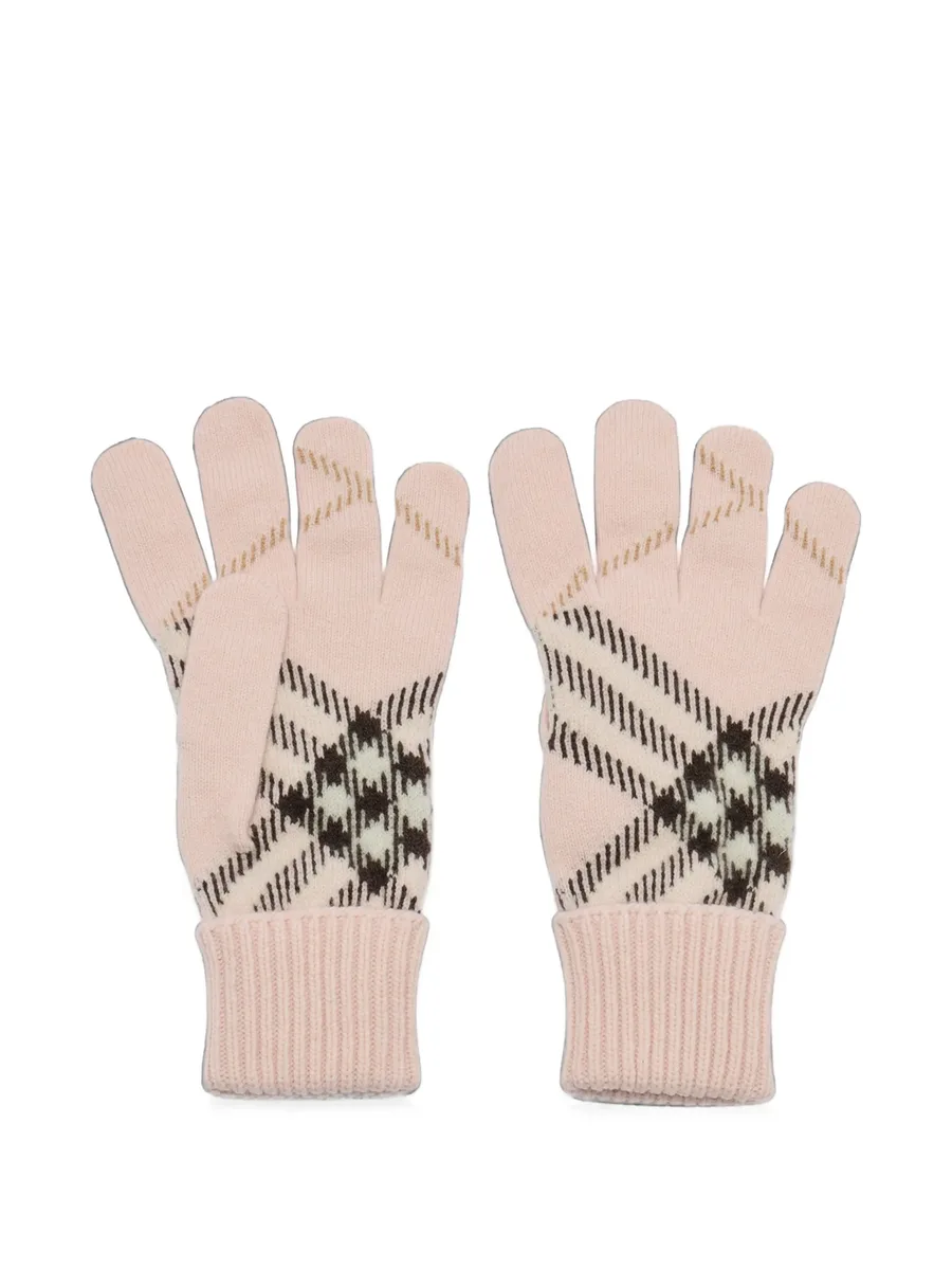 Check cashmere-blend gloves 1