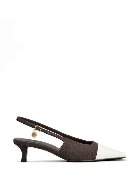 croc-effect slingback pumps