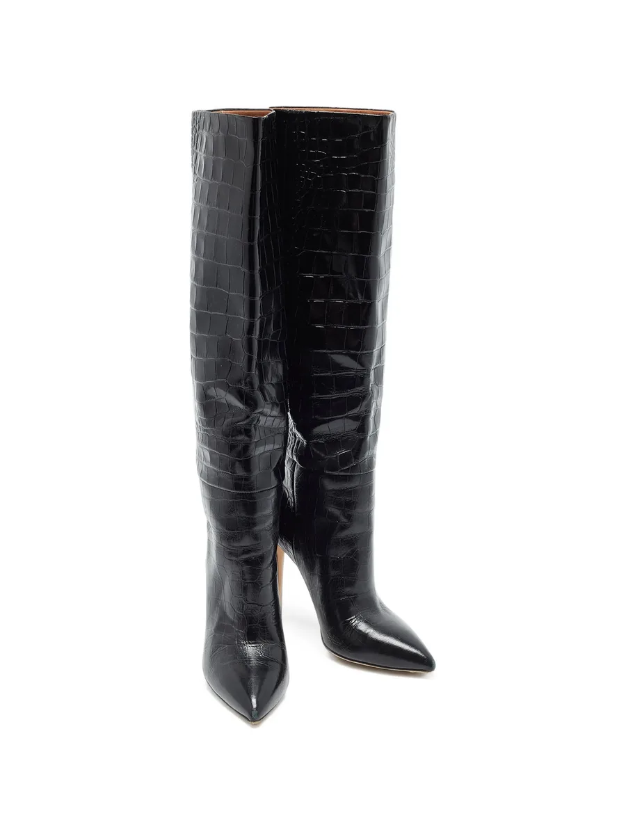 croc-embossed knee-high boots 2
