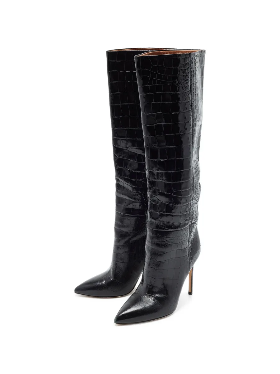 croc-embossed knee-high boots 3