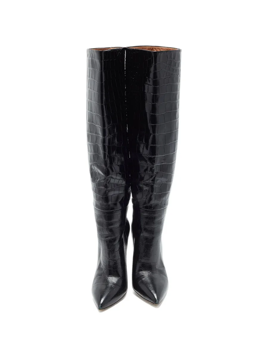 croc-embossed knee-high boots 4