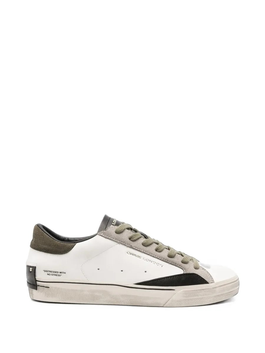 distressed-effect leather sneakers 1