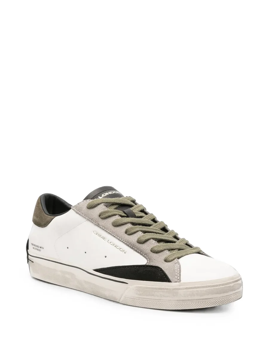 distressed-effect leather sneakers 2
