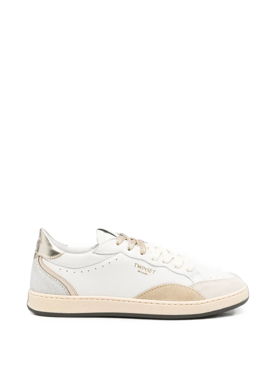 metallic-effect panelled sneakers 1
