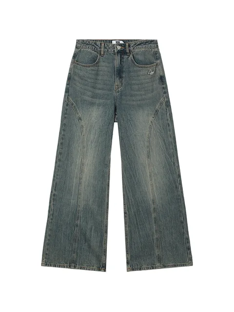 seam-detail wide-leg jeans