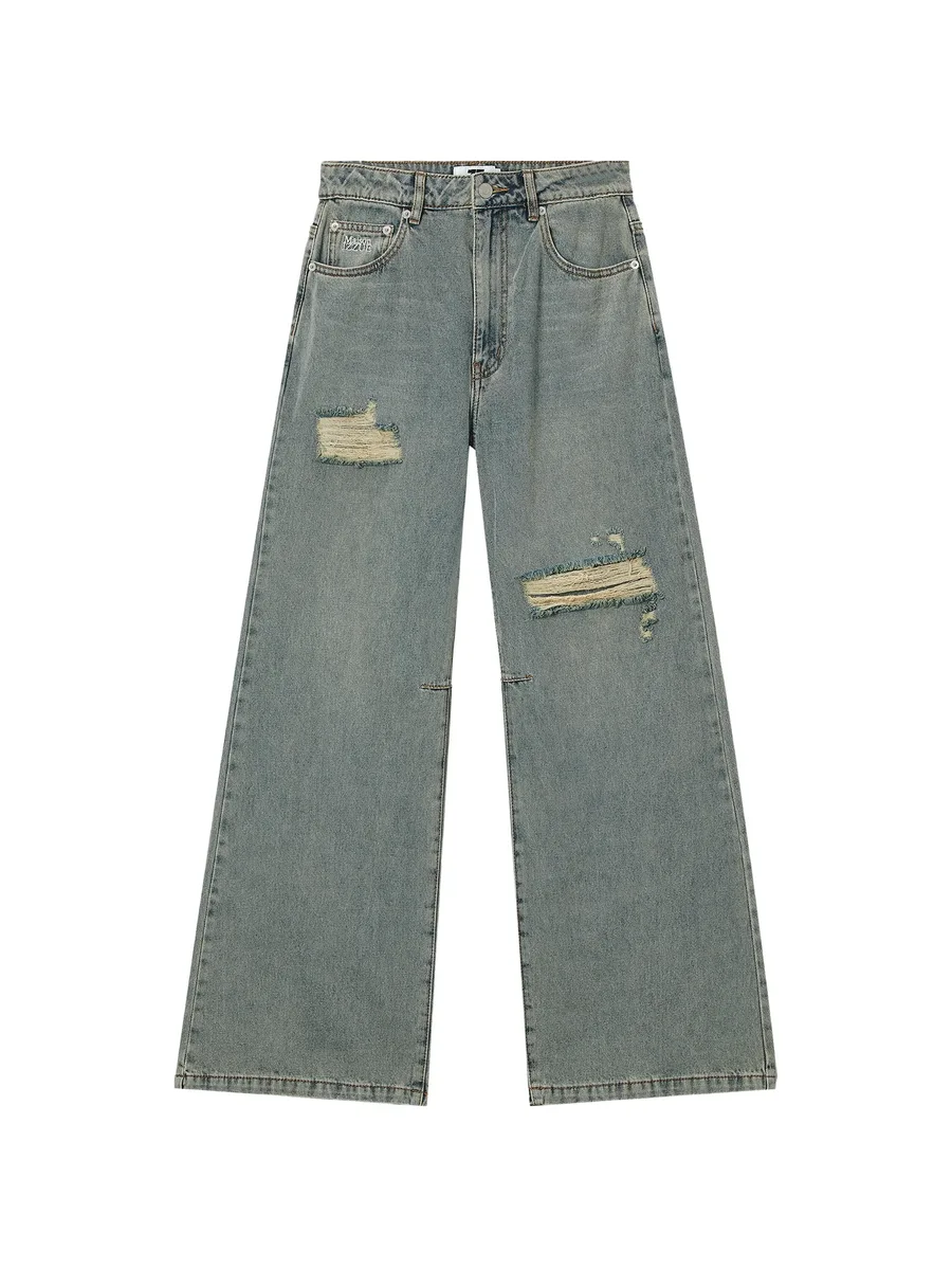 distressed wide-leg jeans 1
