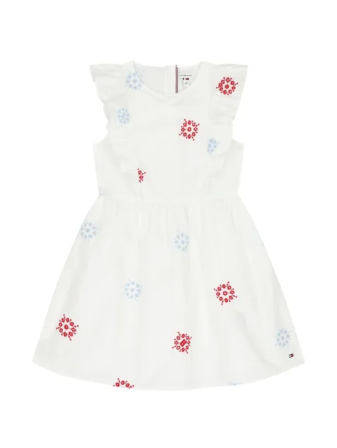 ruffled embroidered dress
