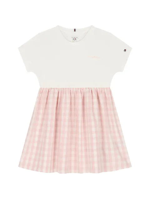 gingham-print short-sleeve dress