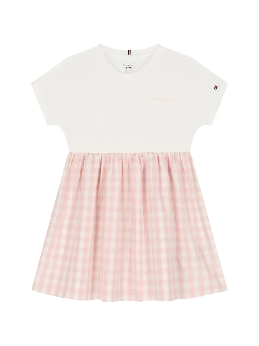 gingham-print short-sleeve dress 1